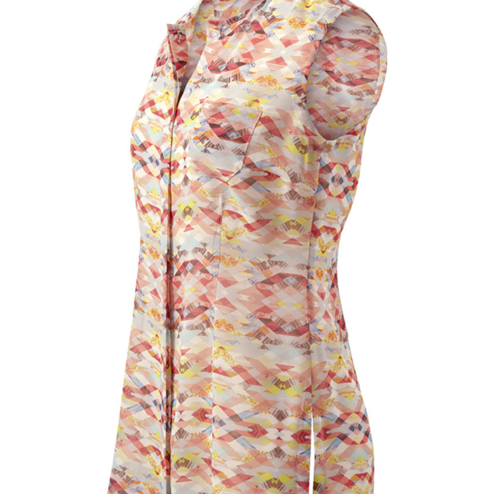 CAbi #760 Sheer Geometric Aztec Print Top Medium